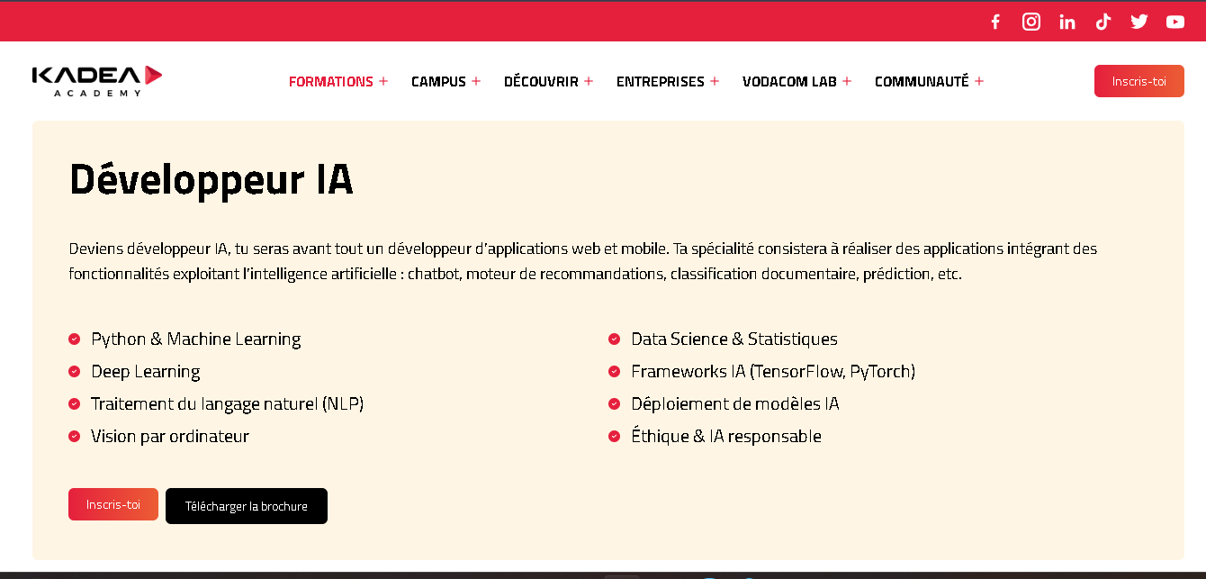 Présentation officielle de la formation Développeur IA proposée par Kadea Academy